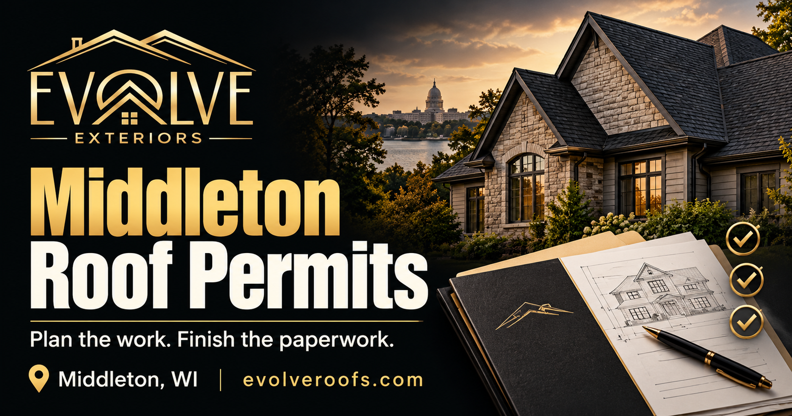What permits and closeout documents do I need for a new roof in Middleton WI?