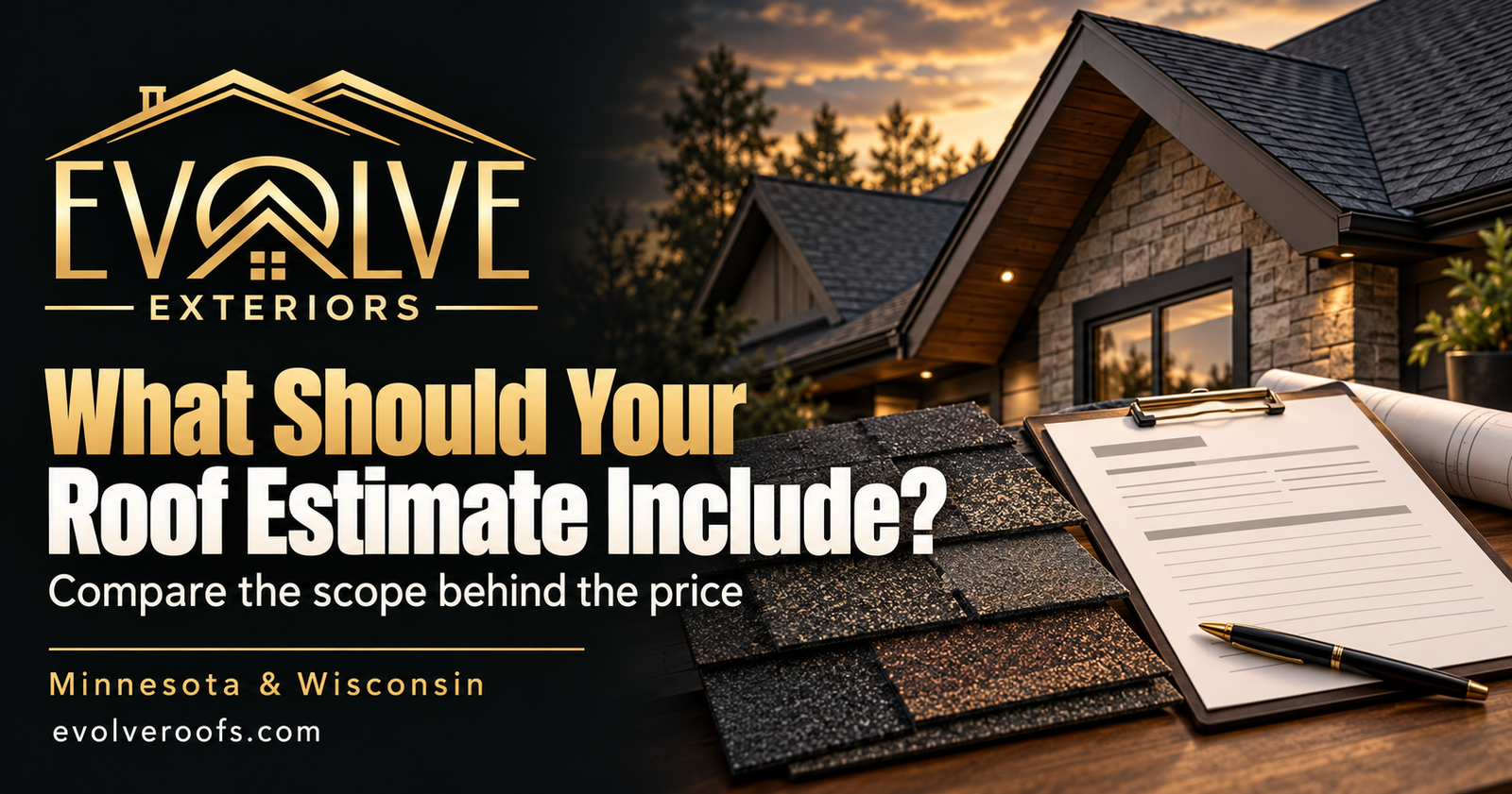 What should a roof replacement estimate include in Minnesota and Wisconsin?